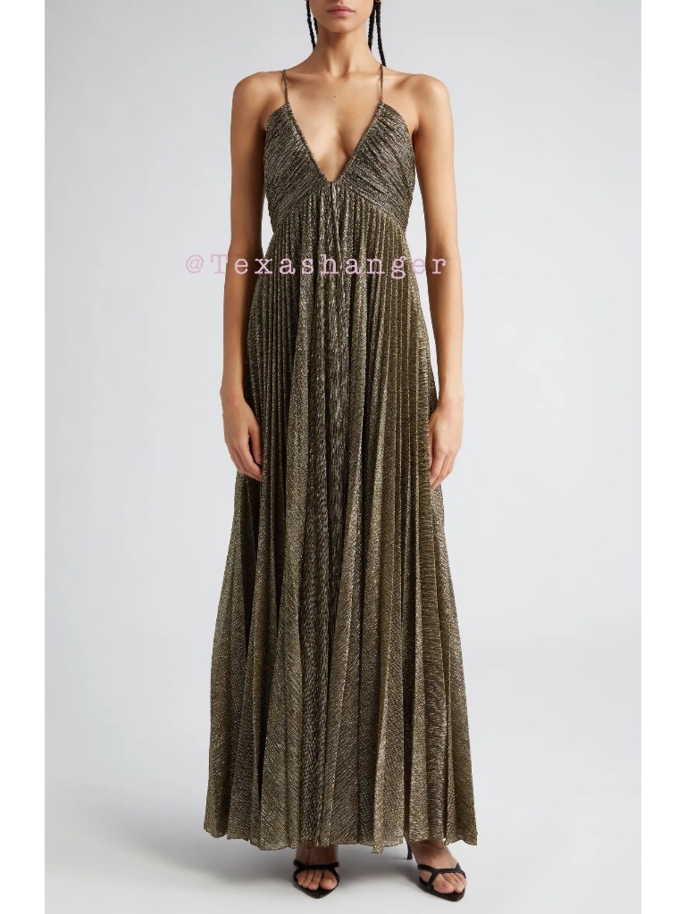 ALC NWT Angelina II Metallic Maxi Dress Size 4 Gold